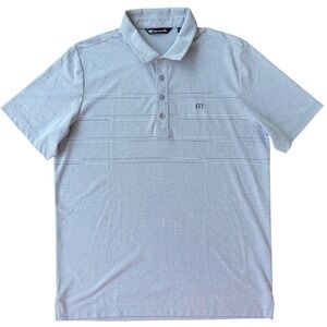 Travis Mathew Polo Shirt Mens XL Gray Pima Cotton Blend Striped Performance Golf